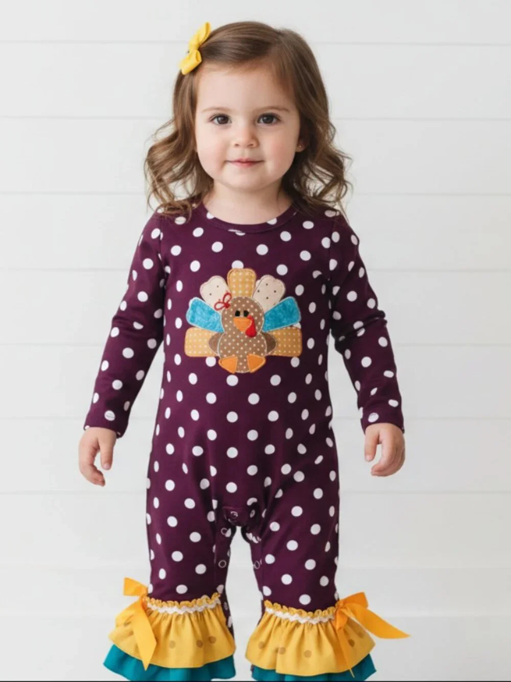 Polka Dot Turkey Boutique Ruffle Romper, toddler, girl, NWT